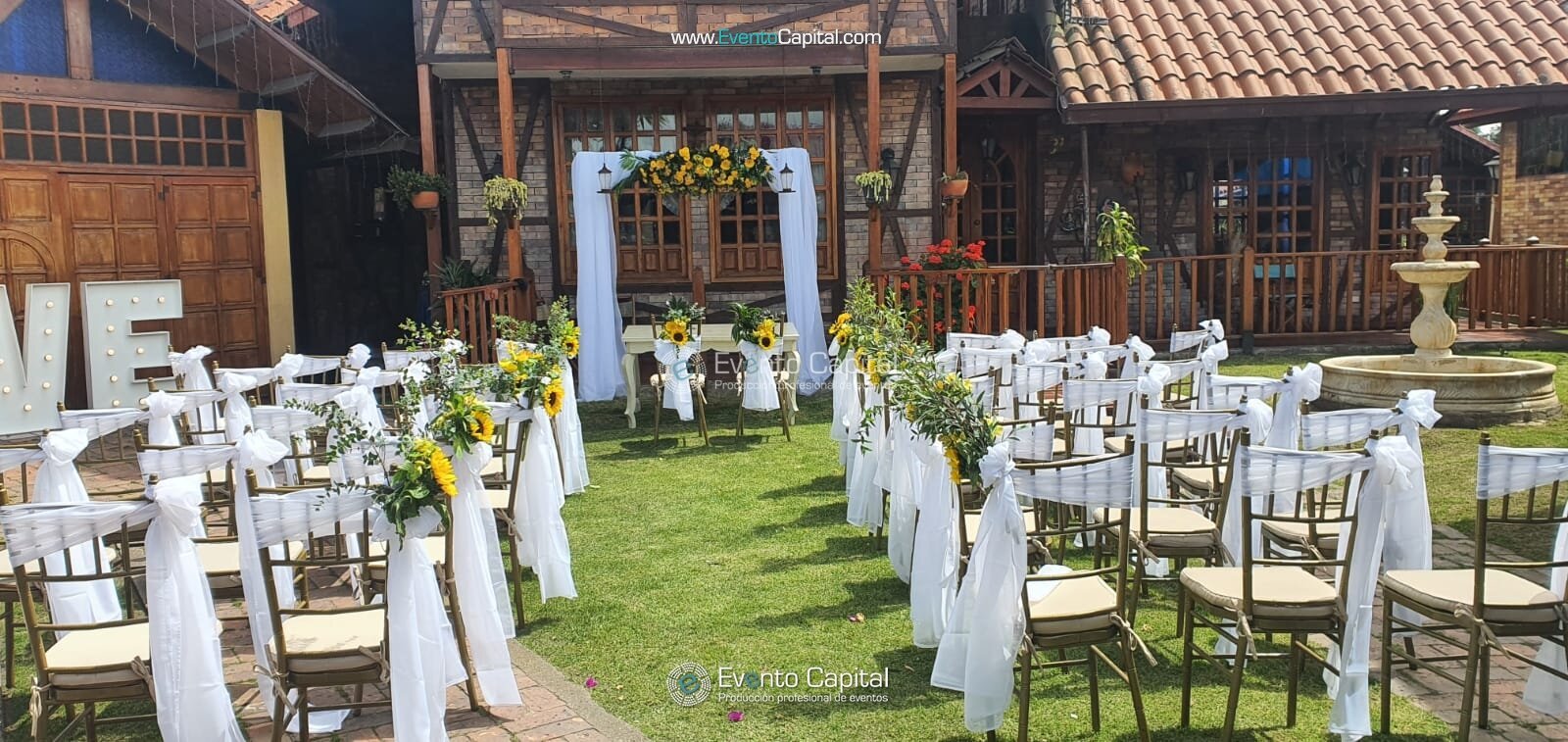 Boda Campestre Amarillo Girasol Silla Tiffany Dorada Velo Muselina Decoracion Iglesia Arco Flores Velo (3)