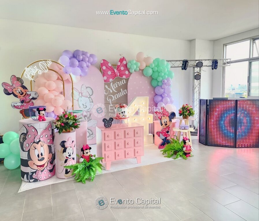 STAND DE FOTOS MINNIE MOUSE DECORACION FIESTA LETRA NUMERO ILUMINADO (2)