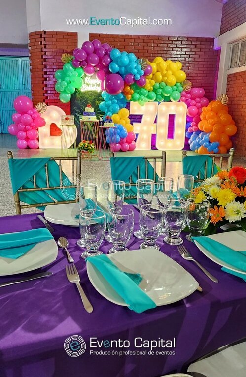 Cumpelaños Stand Tematico Luces Led Silla Tifany Mantelerias Colores (2)